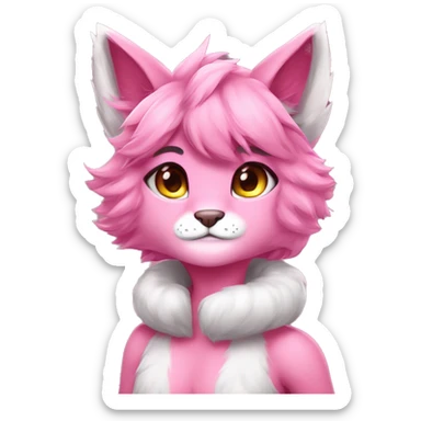 Anthropomorphic Anthro Pink Sona Lynx-Fakémon Furry Full Body sticker