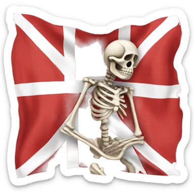 skeleton infont of danish flag sticker