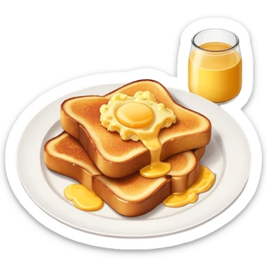 french toast and scrambled eggs on white plate sticker