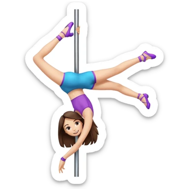 Fille brune à la peau clair qui fait de la pôle dance sticker