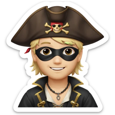 boy with blond hair that is dressed as a pirate sticker