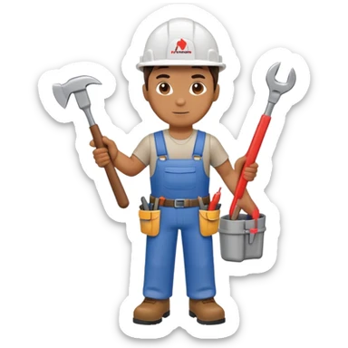 HVAC technician with tools action figure sticker
