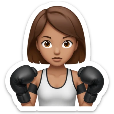 Boxing brown hair girl with black gloves sticker