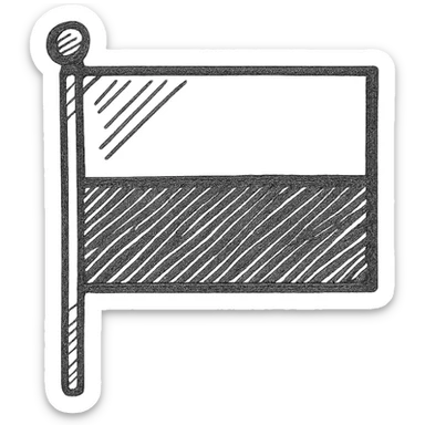 A rectangular flag with a red top half and a black bottom half sticker