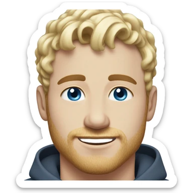 light curl blonde 30yo man blue eyed pale skin short side hairs sticker