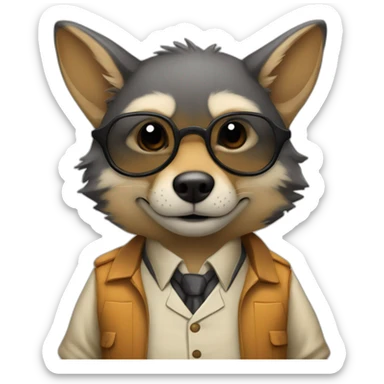Chubby Jackal whit profesor outfit sticker