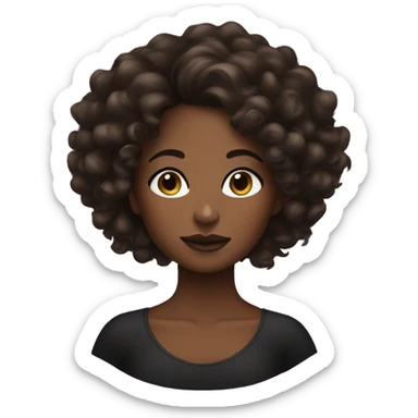 Brown skin black girl with curly hair doing her makeup sticker