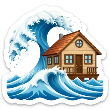 TSUNAMI DESTRUYENDO UNA CASA sticker