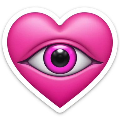 A neon heart with a dark eye in the center sticker