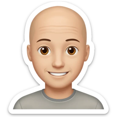 homme chauve jeune sans barbe yeux marrons sourrir sticker