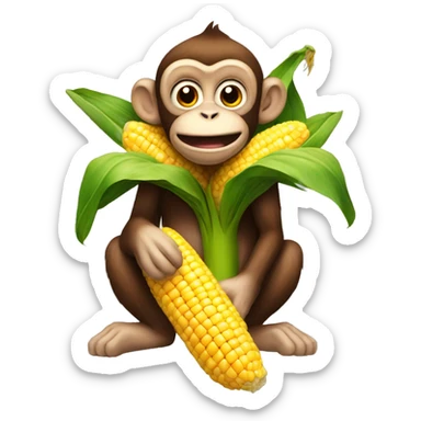 monkey pooping out a piece of corn sticker