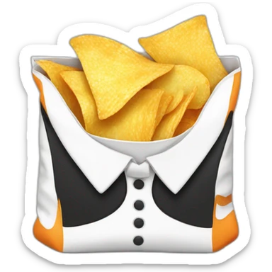 Orange and white tuxedo eating a bag of chips sticker