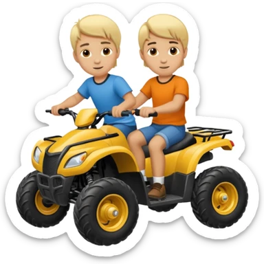 Can you make 2 blonde boys kids riding four wheelers sticker