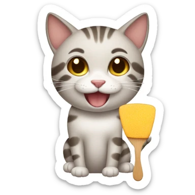 Gato sonriendo con una paleta sticker