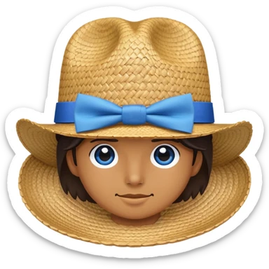 Blue bow tie straw hat sticker