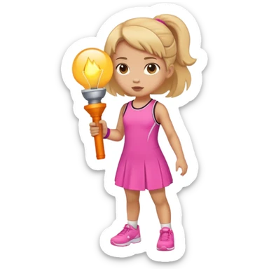 little girl in sporty dress with torcia sticker