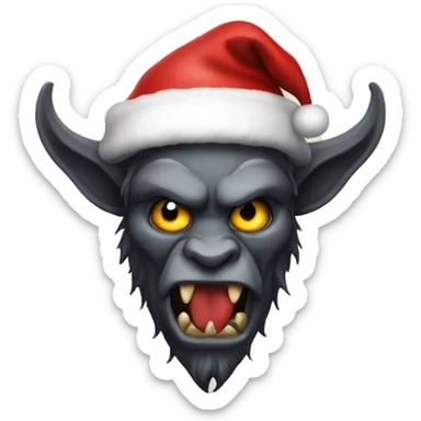 Krampus wearing a Santa hat sticker