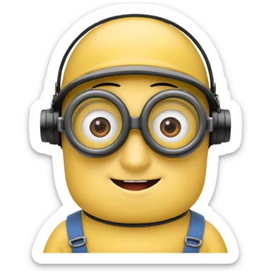 Minion emoji with a round head like normal emojis and a smurk like this emoji but a minion so basically that emoji with the goggles and the hair and not a funny head shape 😏 sticker
