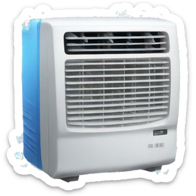 Air conditioner. Snowflakes comes out of it. Blue and cold. sticker