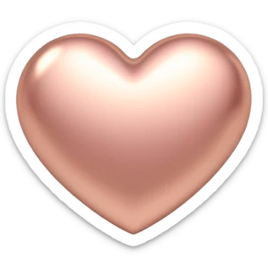 Simple elegant rose gold heart, metallic pink-gold finish sticker