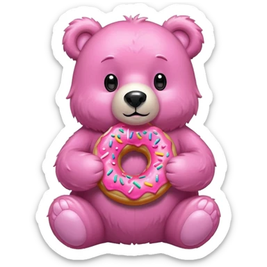 pink bear with a donut sticker
