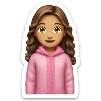 winter, christmas, hispanic, long brown hair, 6 year old little girl, brown eyes, child, full body, pink sweater coat sticker