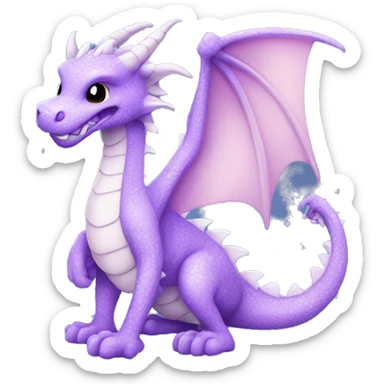 Lavender colored dragon with sparkles around it sticker