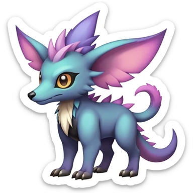 cool colorful dark pastel edgy fantasy animal hybrid Fakemon full body sticker