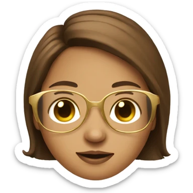 A girl with an gold glasses with ugc on and brown hair sticker