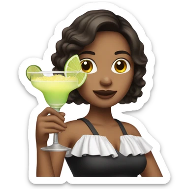 Brunette with margarita in hand sticker