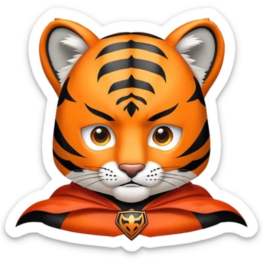 tiger face with superhero cape for Twitch emote sticker