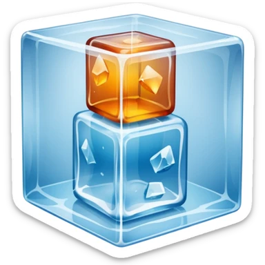 mixed closet inside a large ice cube sticker