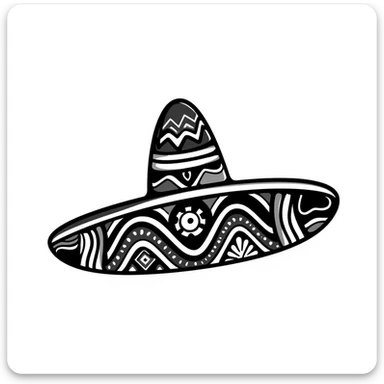 colorful mexican sombrero with decorative patterns sticker