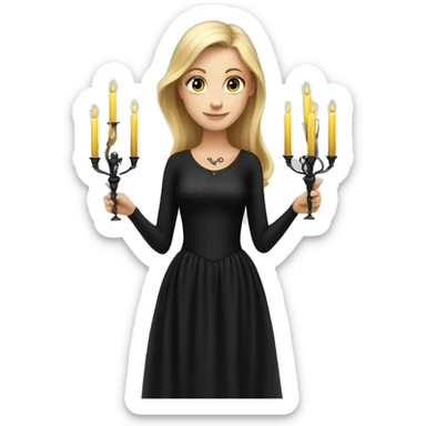 girl in black dress with candelabra sticker
