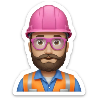 pink curly bearded consturction worker sticker