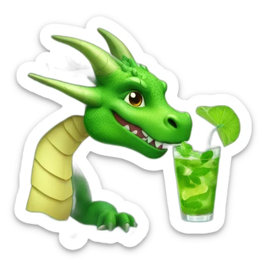 dragon drinking mojito sticker