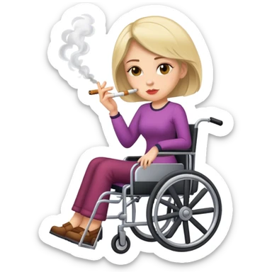 wheelchair lady smoking sticker