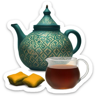 Morrocan tea pot with moroccan glass of tea sticker