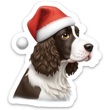 Springer spaniel with santa hat sticker