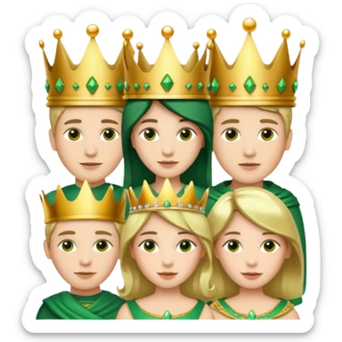 Several people with a crown that unites them with golden and green colours sticker