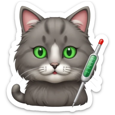 sick cat with termometer sticker