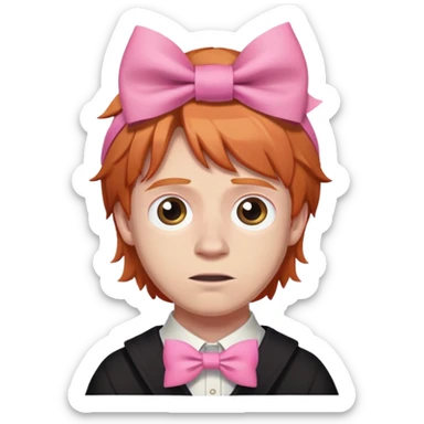 Ron weasley con un moño rosa en la cabeza sticker