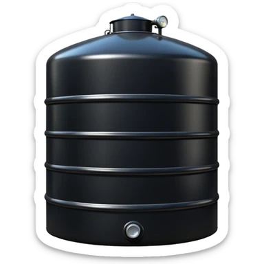 generate a beautiful big black oil storage tank. realistic and cinematic. glossy. 4 different options sticker