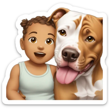 Pitbull carrying toddler in mouth sticker