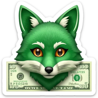 make 100 dollar bill with a fox head silhouette  sticker