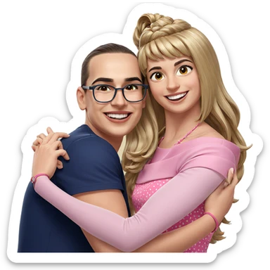 smiling boy in pink dress sticker