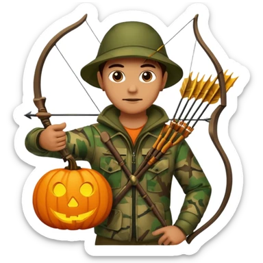 Hunter With Jack o Lantern, with bow and arrow sticker