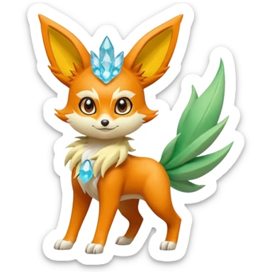 Fennekin-Amaura-Leafeon-Fakémon-Digimon-fusion (full body) sticker