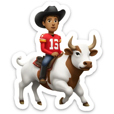 Mahomes riding bull sticker