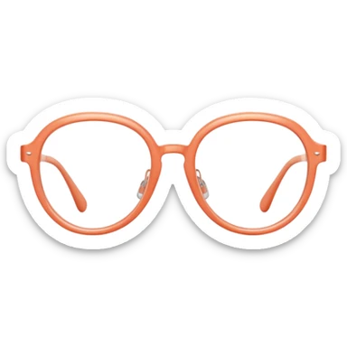 A 3D cartoon transparent peach-coral Glasses with subtle shine and curved frame edges. sticker